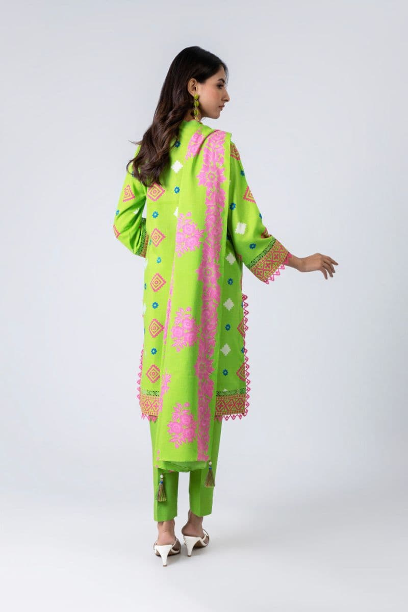 Green Printed Viscose 2 Piece Dupatta