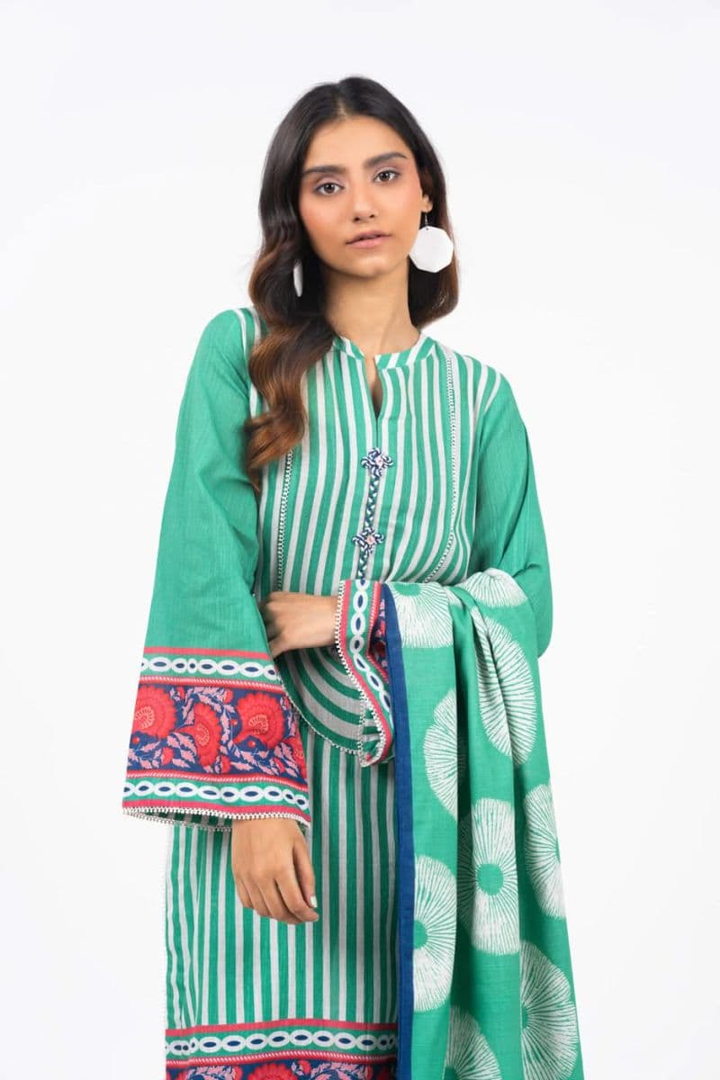 Green Printed Khaddar 2 Piece Dupatta