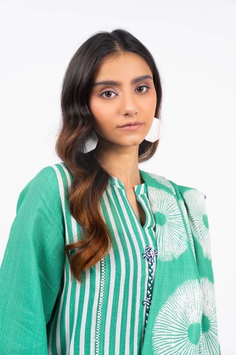 Green Printed Khaddar 2 Piece Dupatta