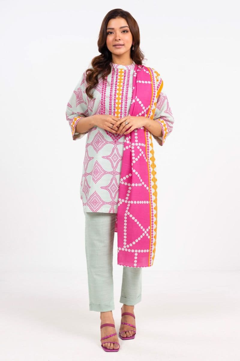 Cream Embroidered Karandi 3 Piece Unstitched Suit thumbnail