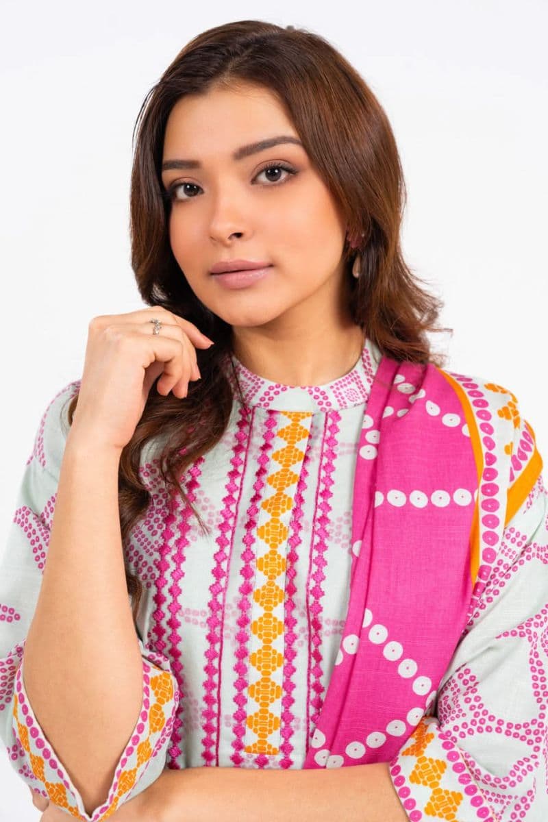 Cream Embroidered Karandi 3 Piece Unstitched Suit thumbnail