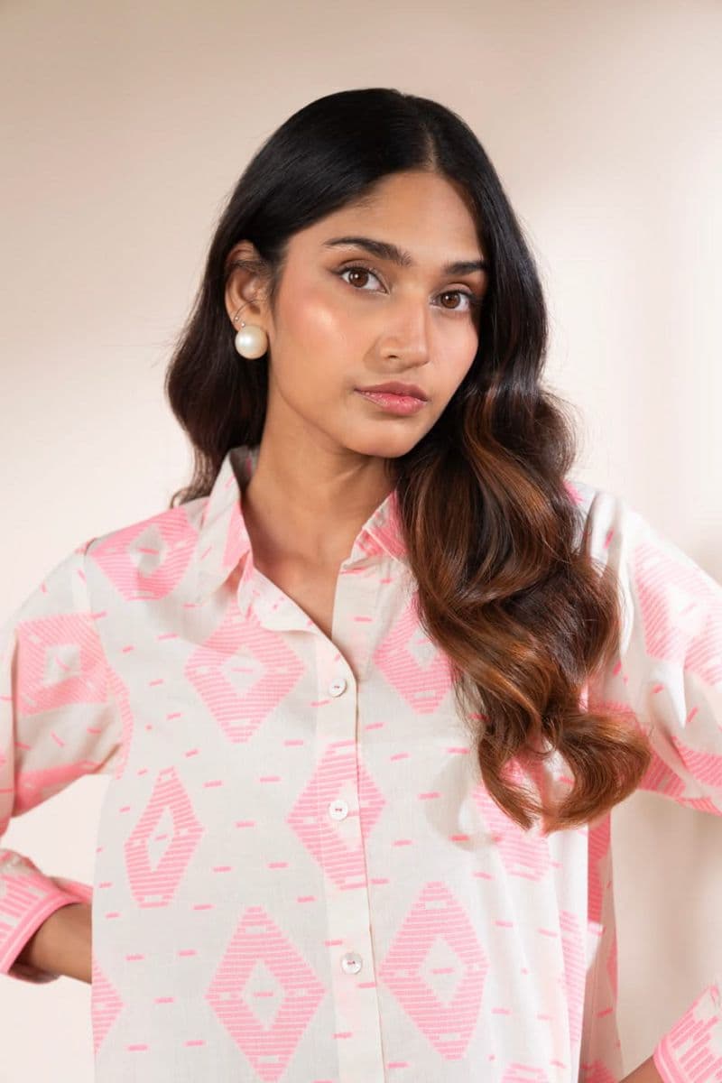 Pink Printed Jacquard Ready-to-Wear Suit