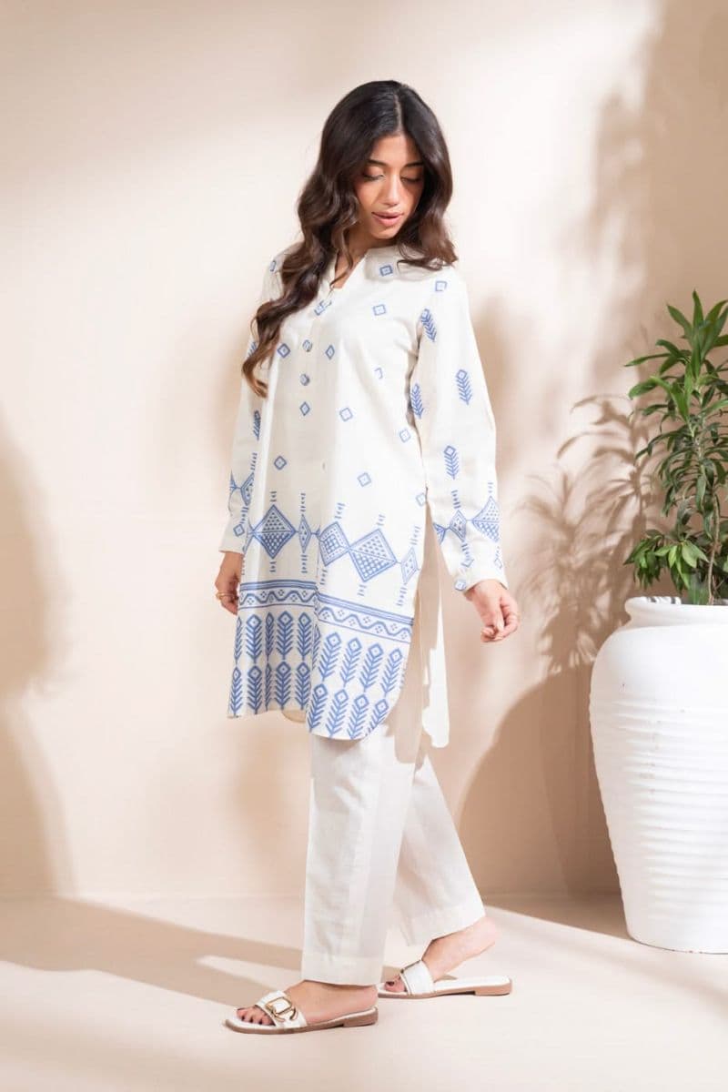 Beige Printed Jacquard Ready-to-Wear Suit thumbnail
