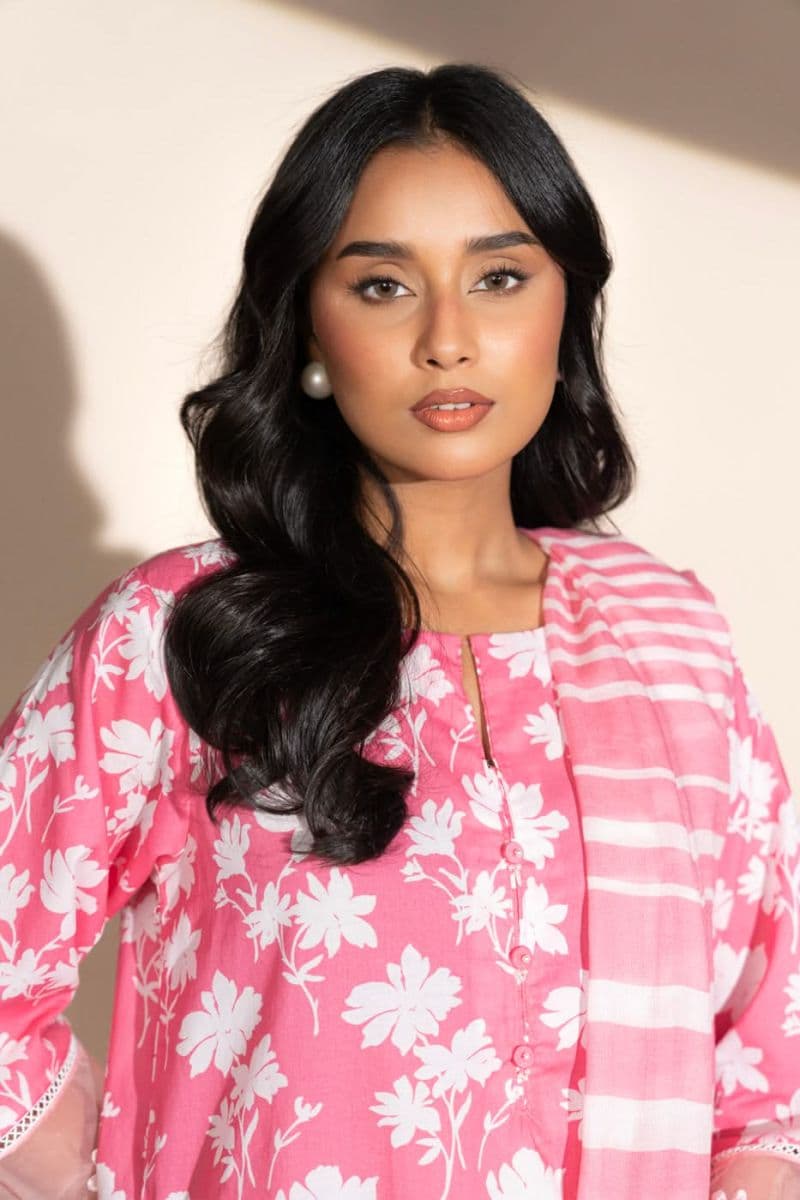 Pink Embroidered Cambric 2 Piece Dupatta