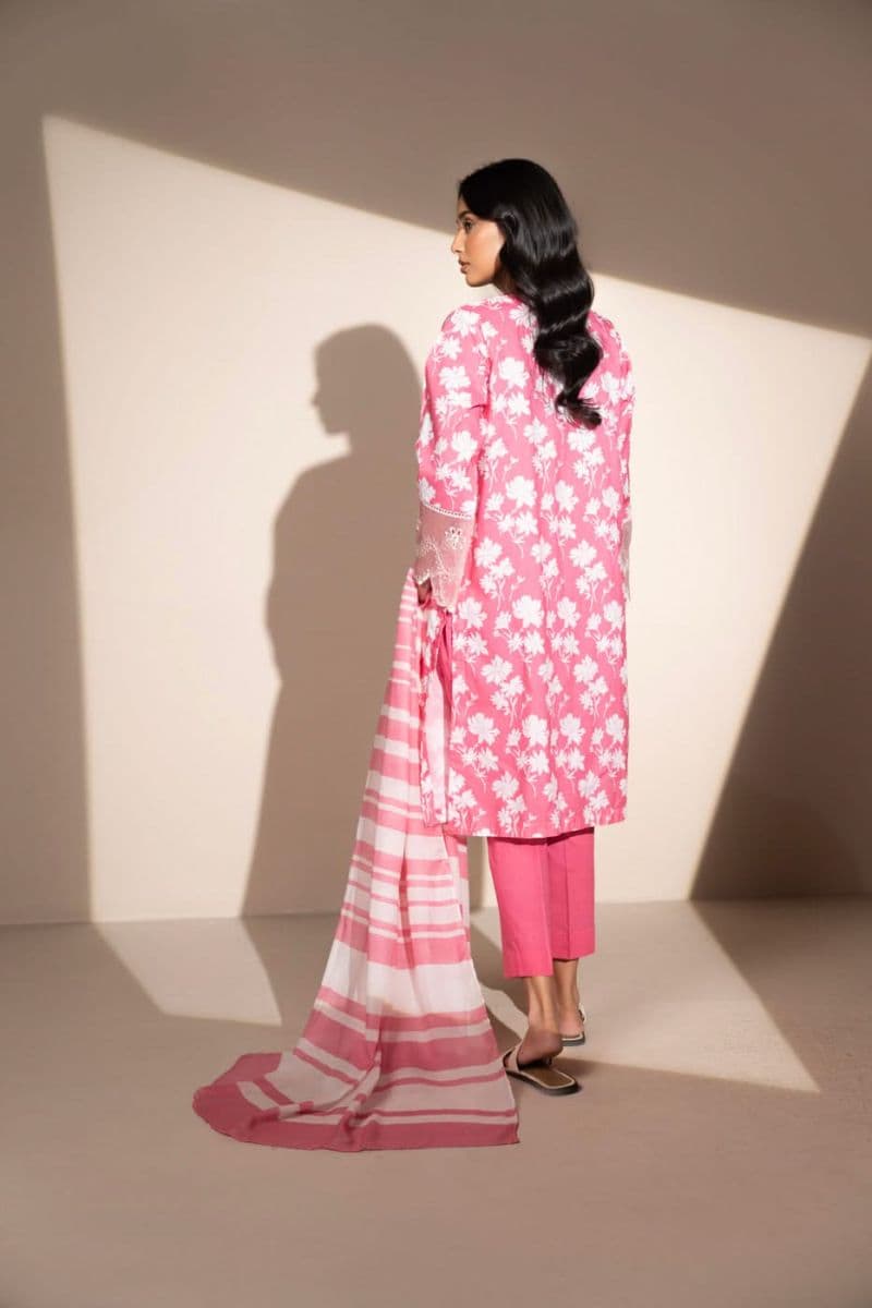 Pink Embroidered Cambric 2 Piece Dupatta
