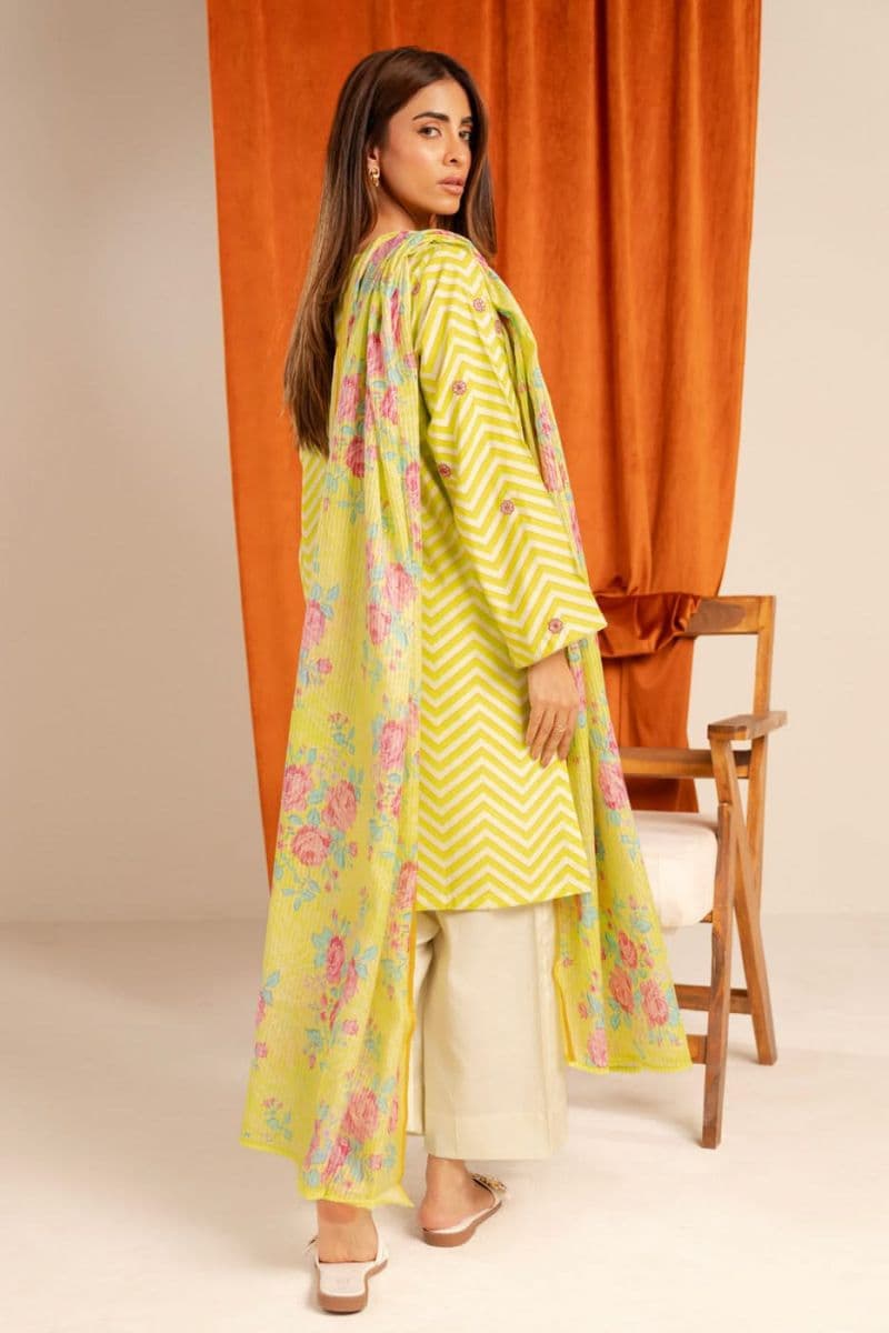 Green Embroidered Cotton Silk 3 Piece Ready-to-Wear Suit