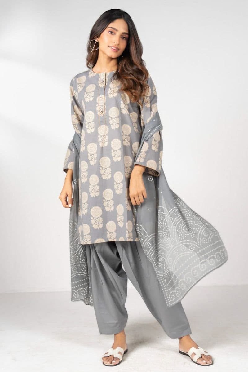 Grey Printed Lawn Ready-to-Wear Suit thumbnail