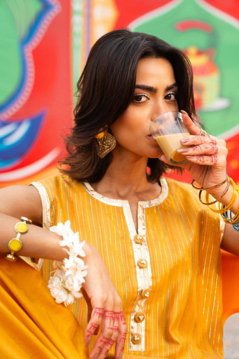 Yellow Printed Yarn Dyed 2 Piece Ready-to-Wear Suit