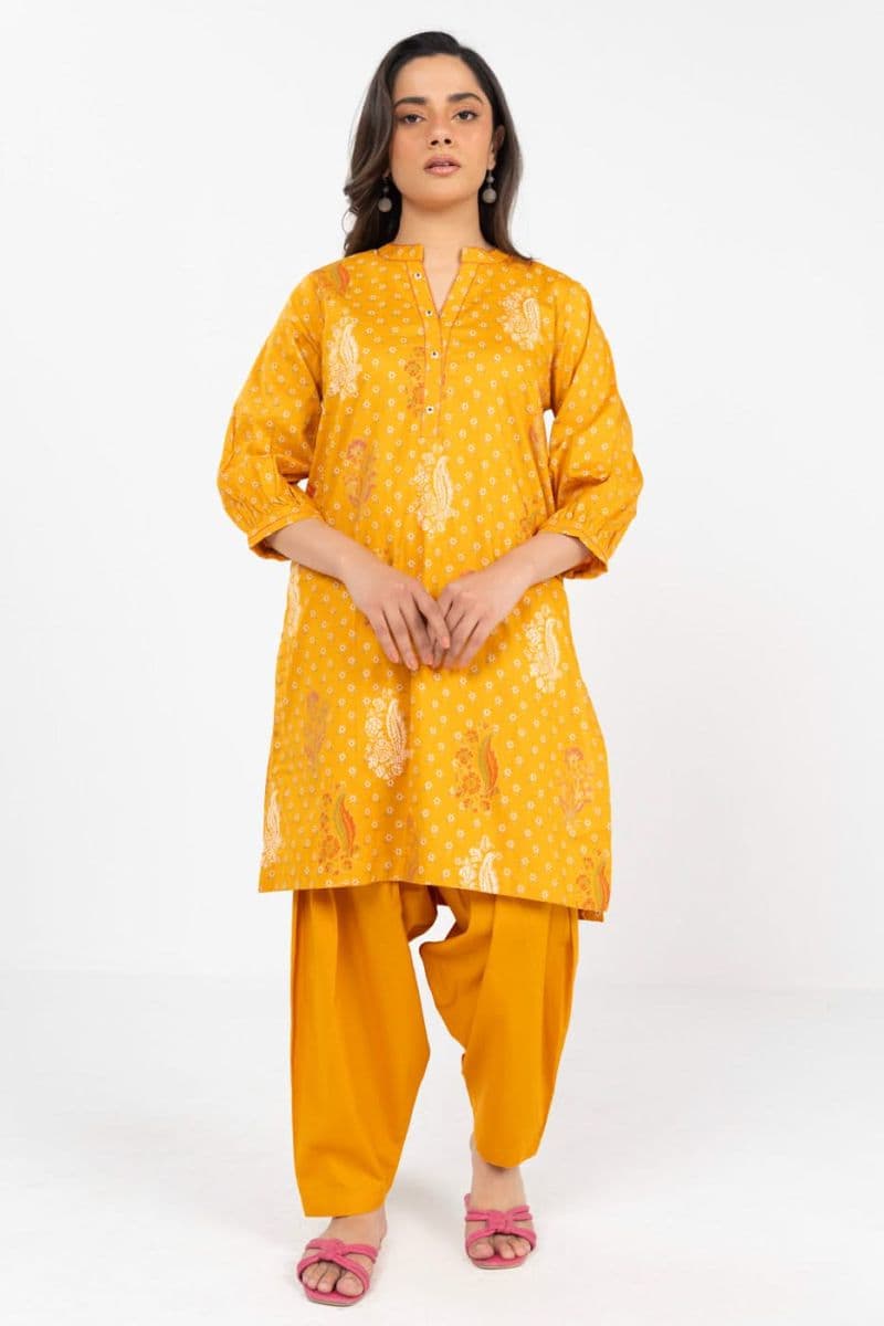 Yellow Printed Ready-to-Wear Suit