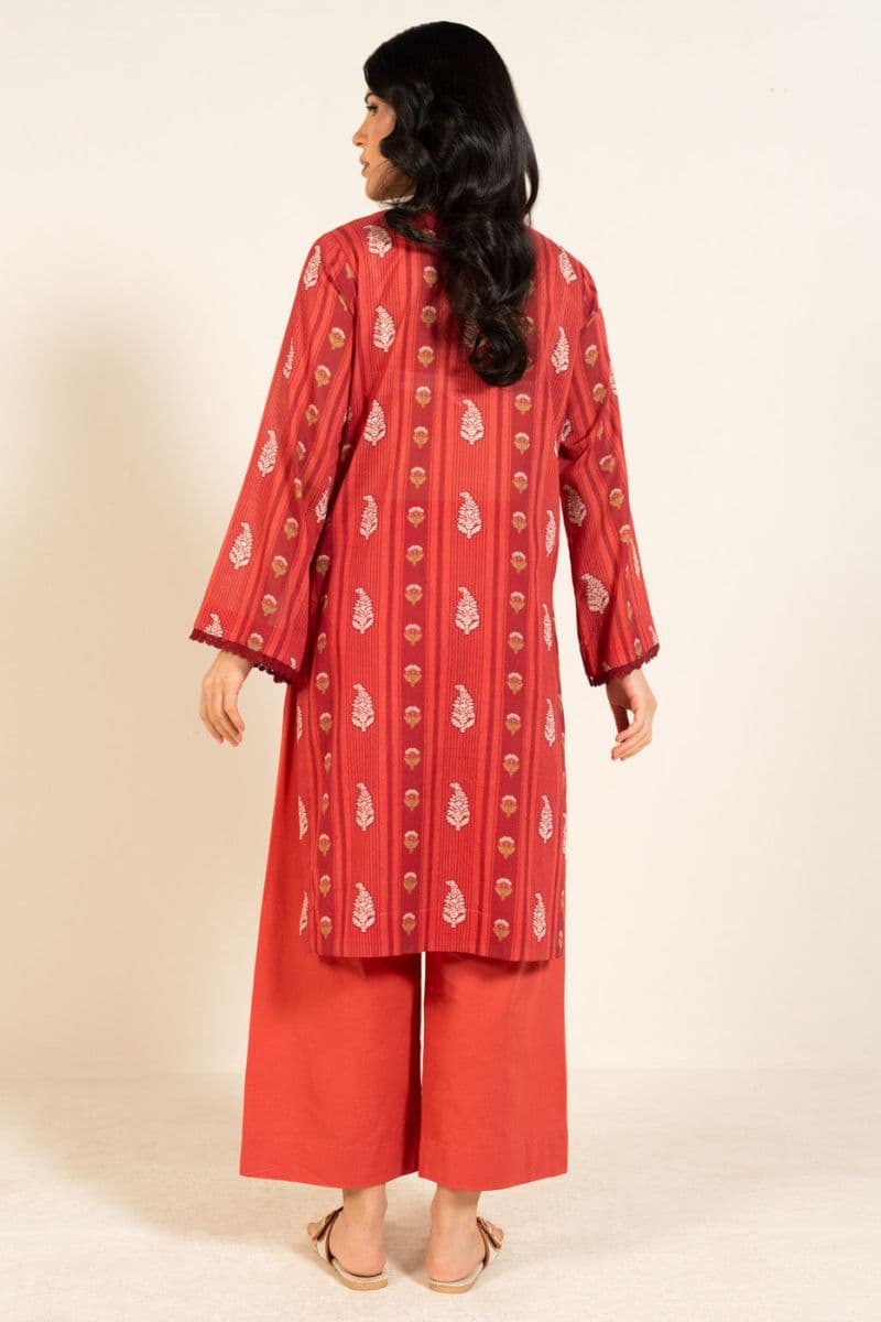 Red Printed Lawn 1 Piece Unstitched Shirt