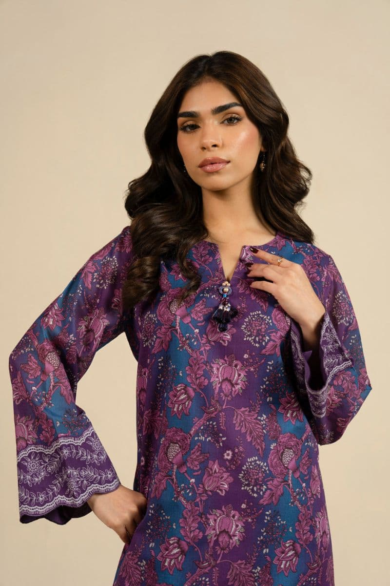 Purple Printed Lawn 1 Piece Unstitched Shirt