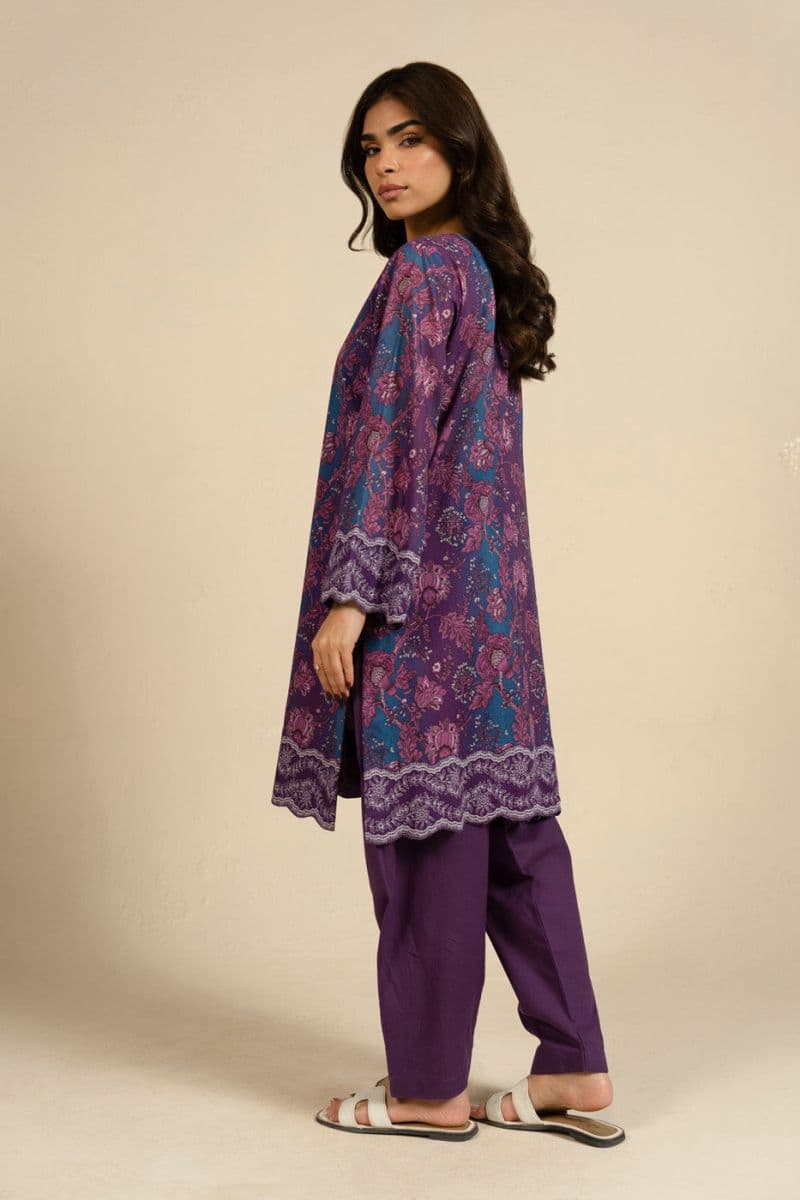 Purple Printed Lawn 1 Piece Unstitched Shirt