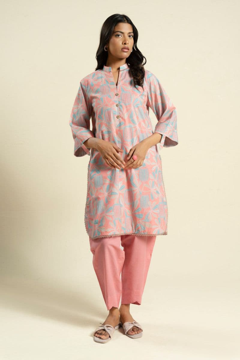 Coral Printed Lawn 1 Piece Unstitched Shirt