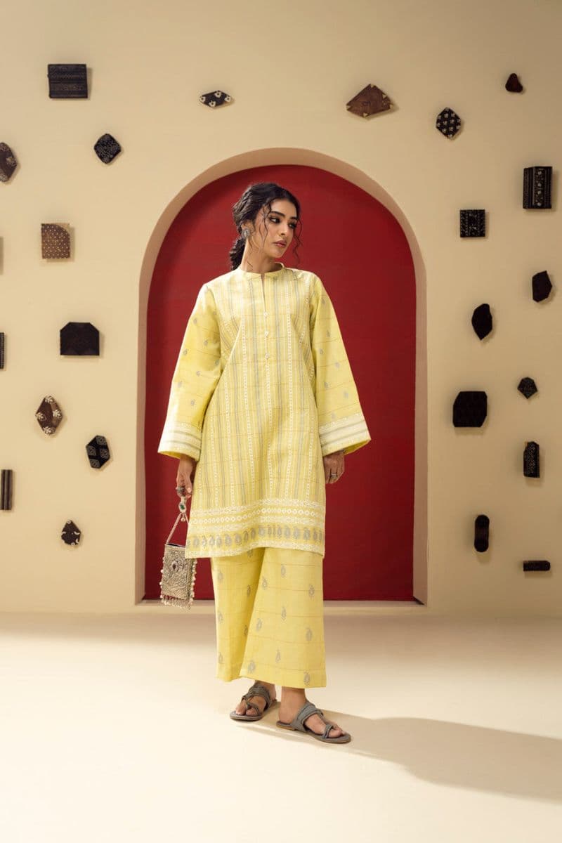 Yellow Solid Cotton Viscose Ready-to-Wear Shirt