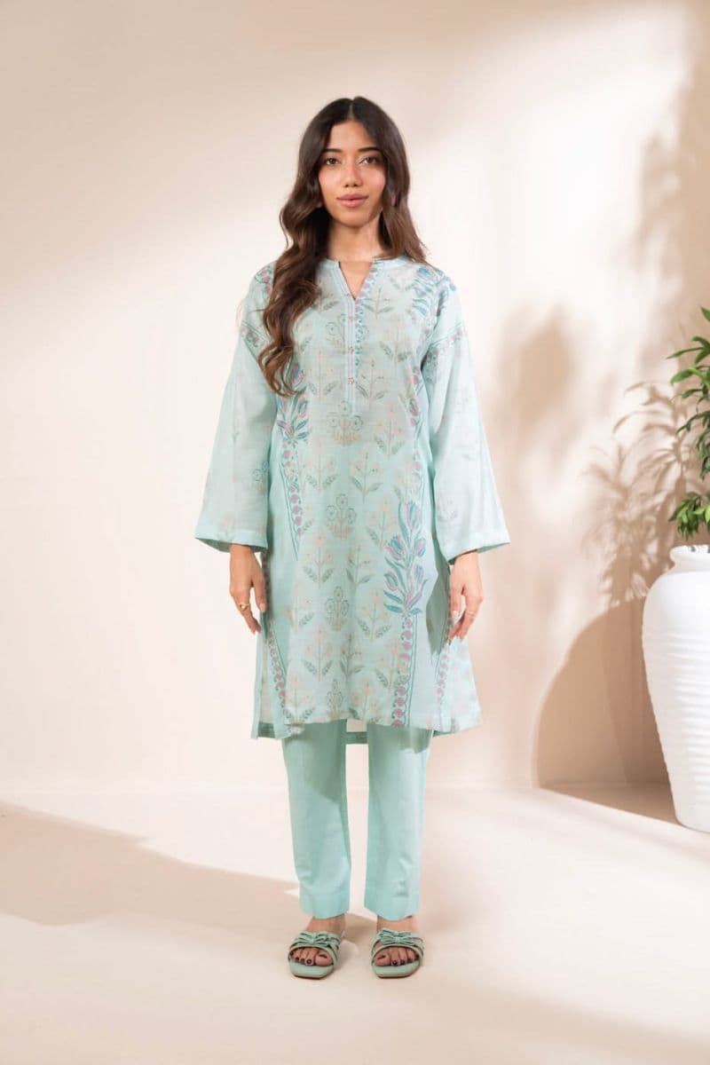 Blue Printed Cotton Silk 2 Piece Dupatta