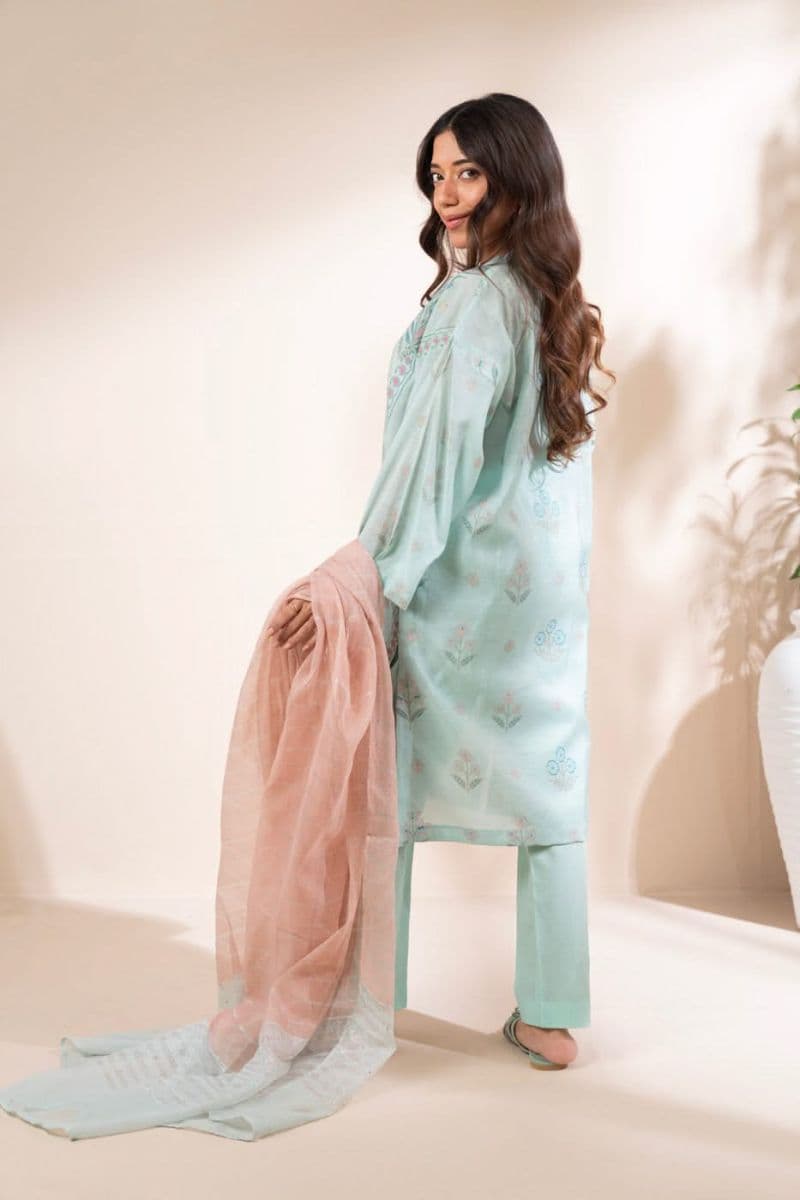 Blue Printed Cotton Silk 2 Piece Dupatta