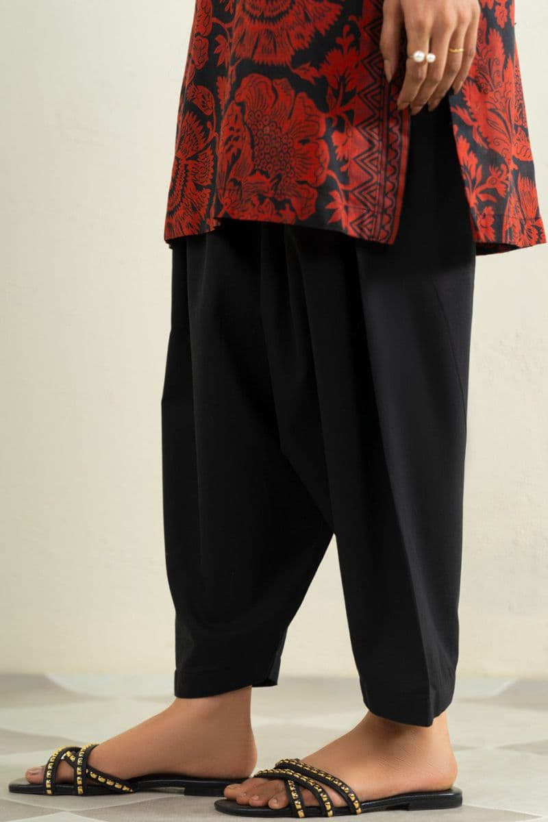 Black Solid Irish Ready-to-Wear Shalwar