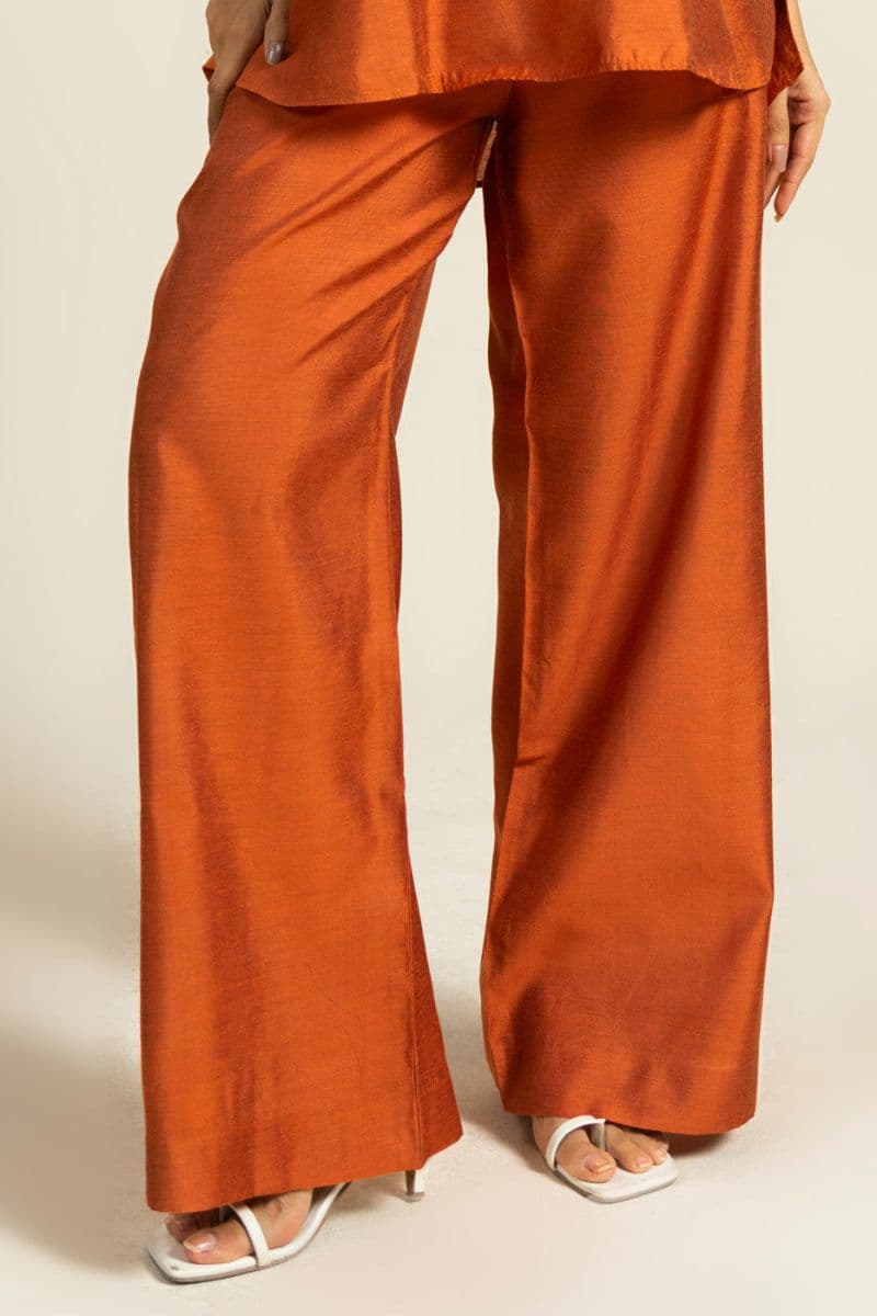 Orange Cotton Silk Ready-to-Wear Suit