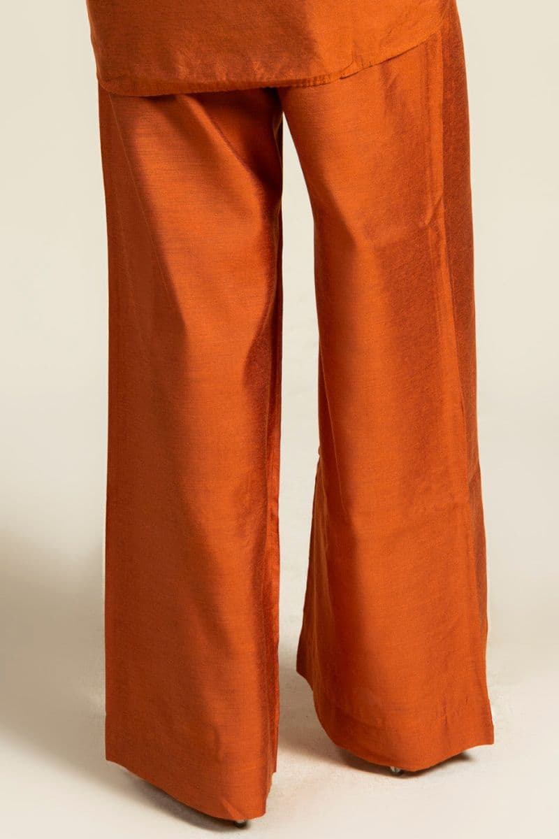 Orange Cotton Silk Ready-to-Wear Suit