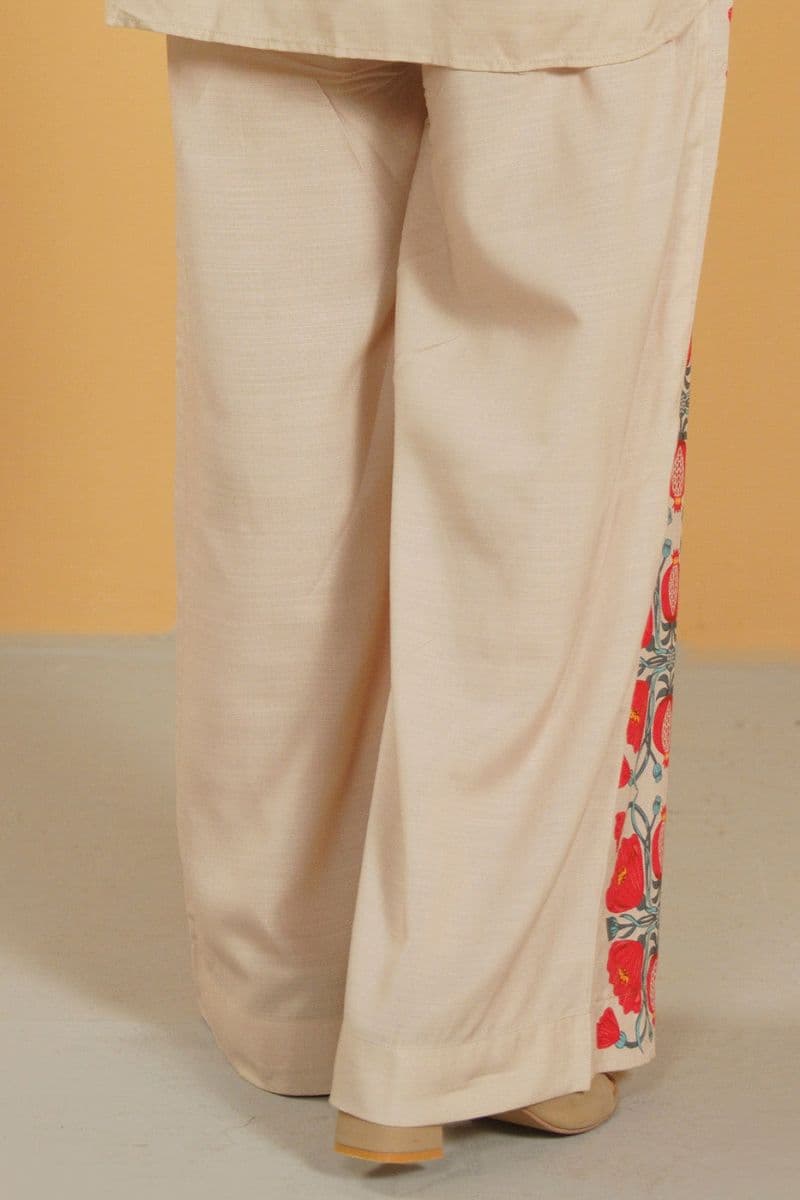Beige Printed Silk Ready-to-Wear Suit