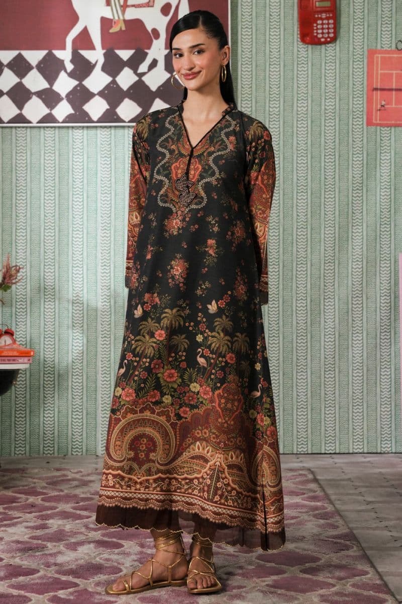 Black Printed Poly Khaddar Ready-to-Wear Suit