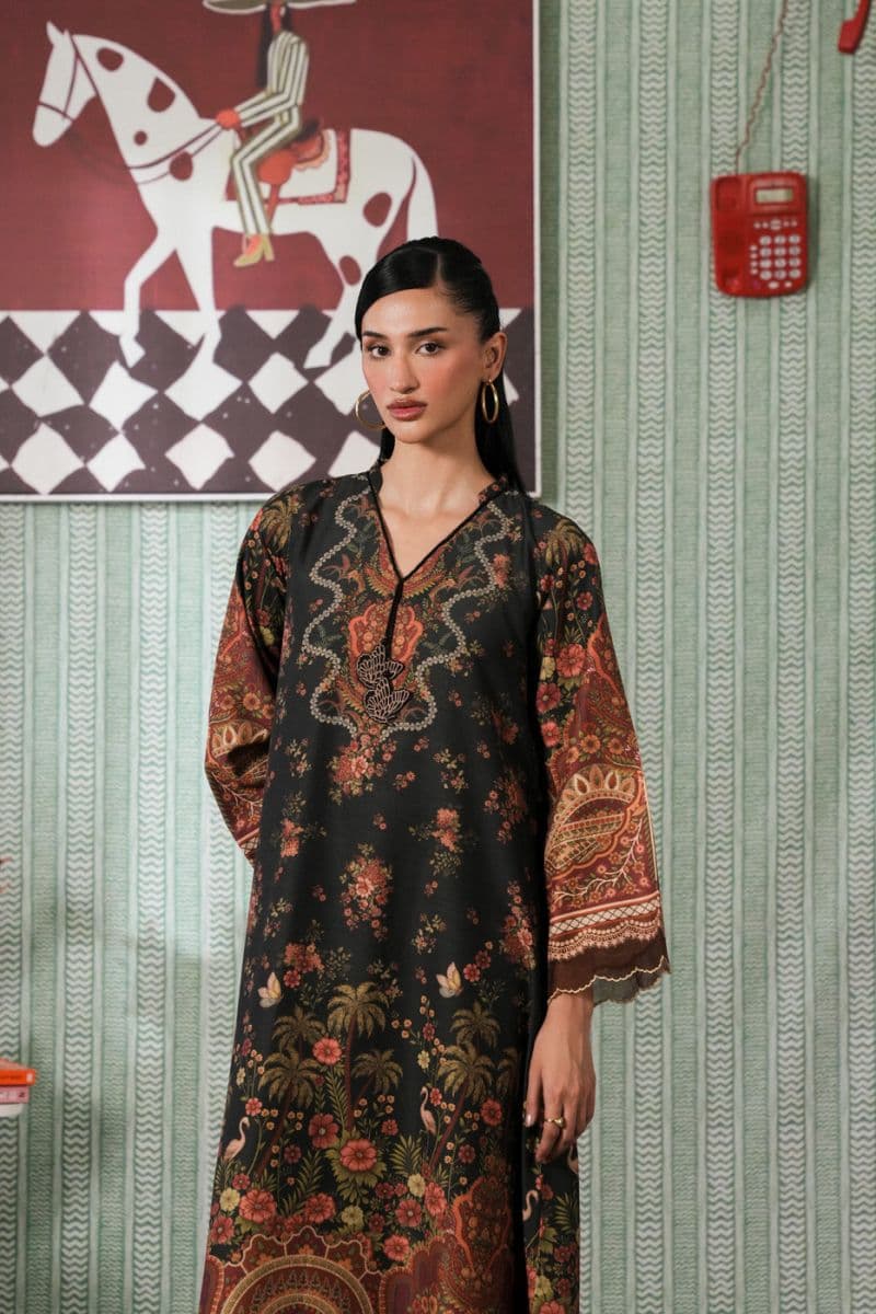 Black Printed Poly Khaddar Ready-to-Wear Suit