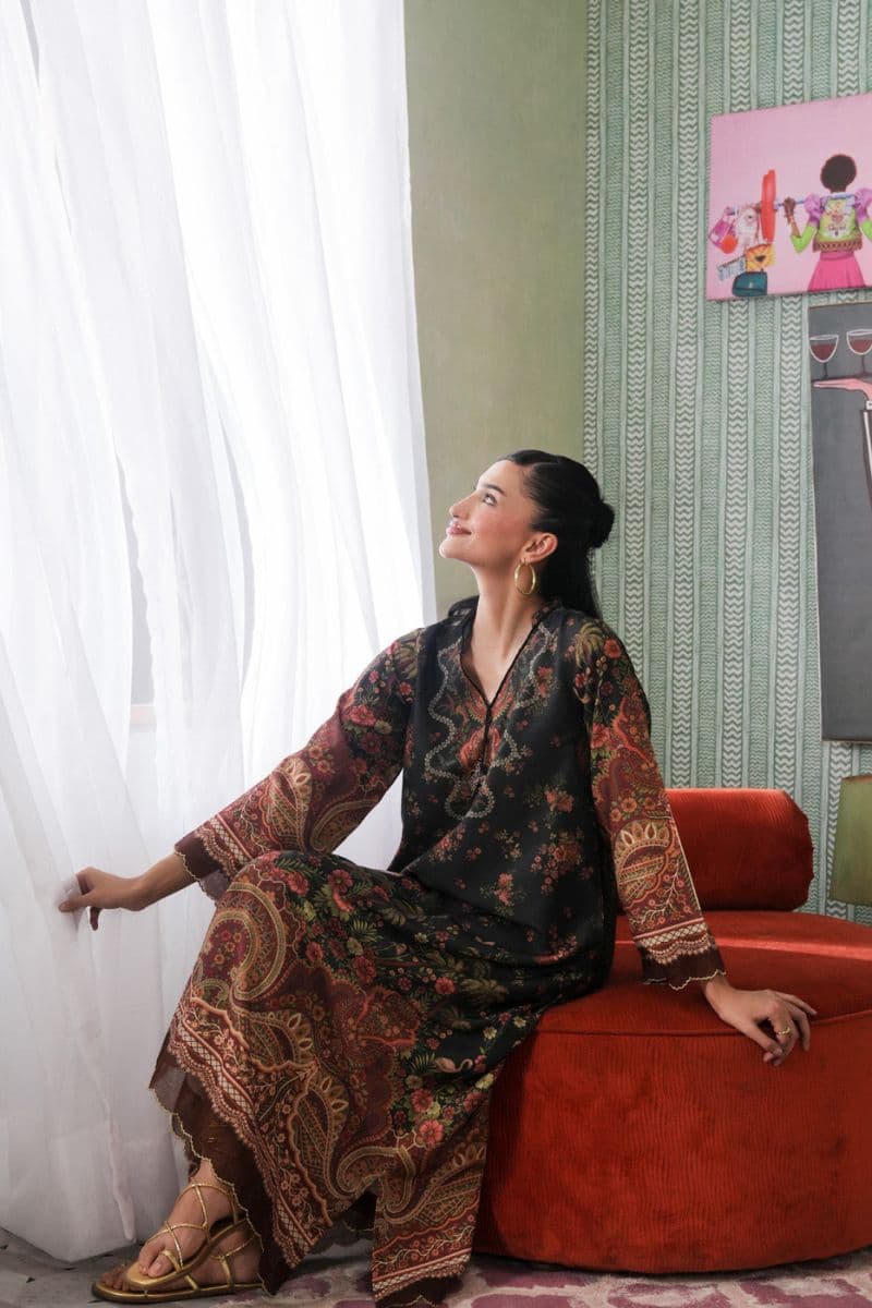 Black Printed Poly Khaddar Ready-to-Wear Suit