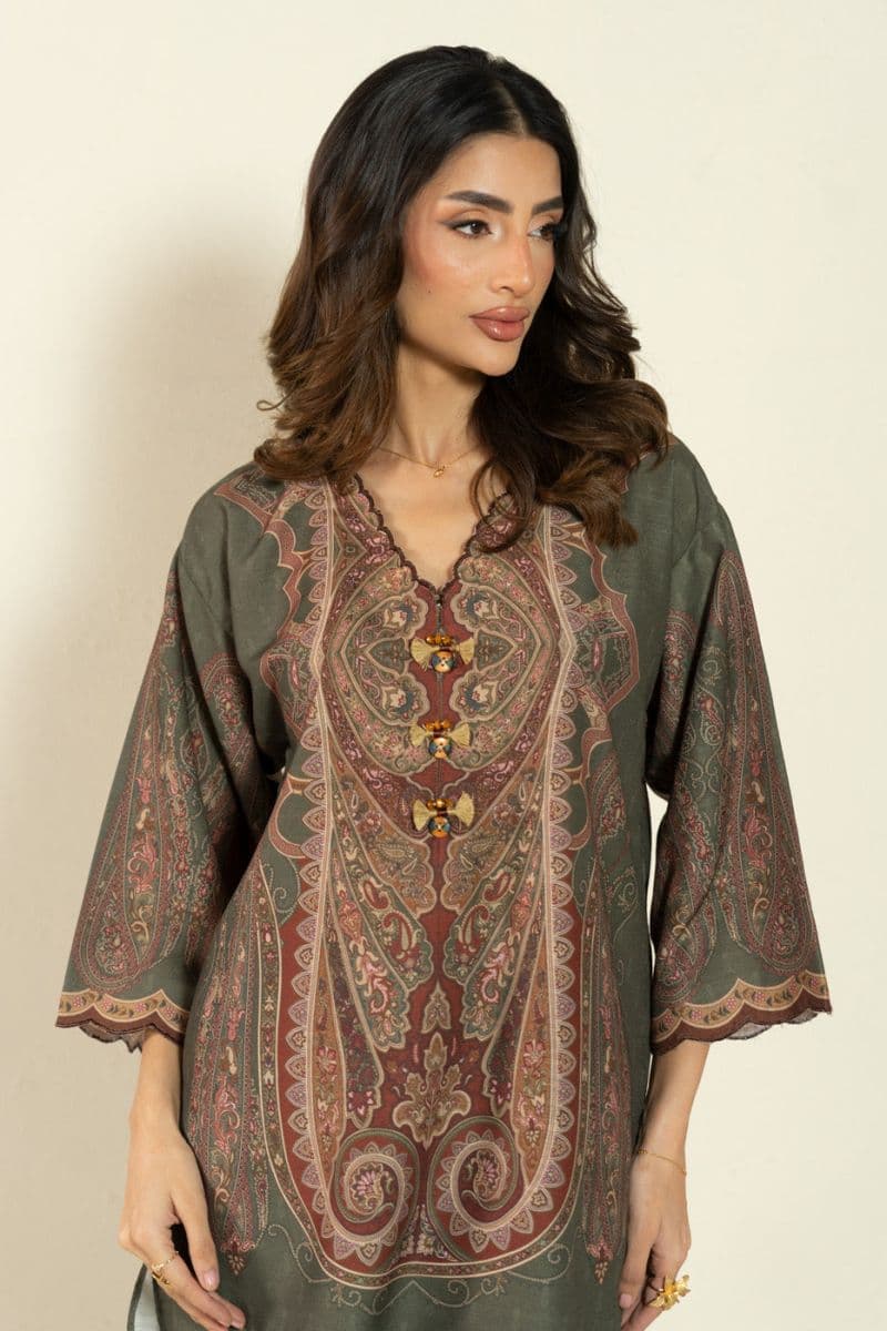 Green Printed Poly Khaddar 2 Piece Ready-to-Wear Suit thumbnail