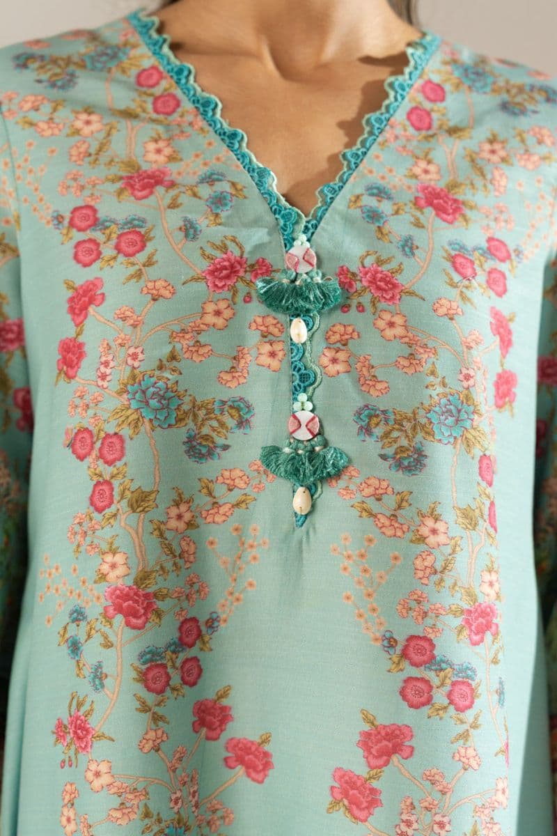 Green Printed Poly Khaddar Ready-to-Wear Suit