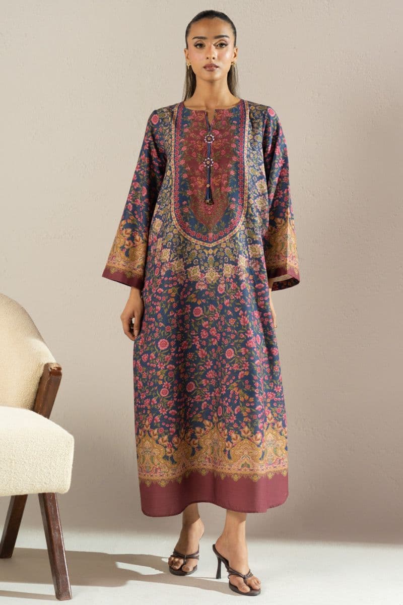 Blue Printed Poly Khaddar Ready-to-Wear Suit