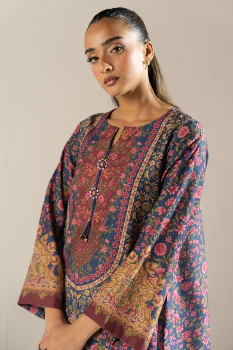 Blue Printed Poly Khaddar Ready-to-Wear Suit