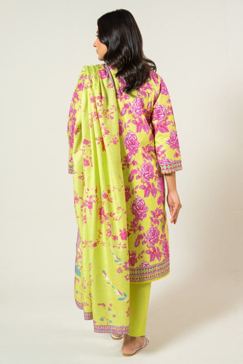Yellow Printed Irish 3 Piece Ready-to-Wear Suit