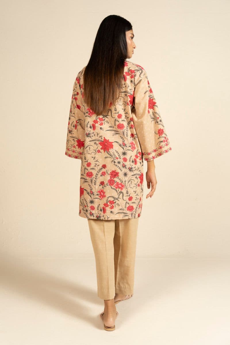 Beige Printed Khaddar Ready-to-Wear Shirt