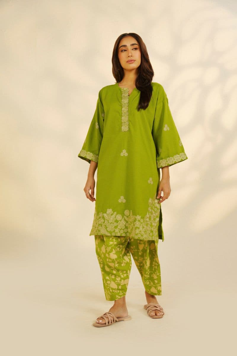 Green Embroidered Ready-to-Wear Shalwar
