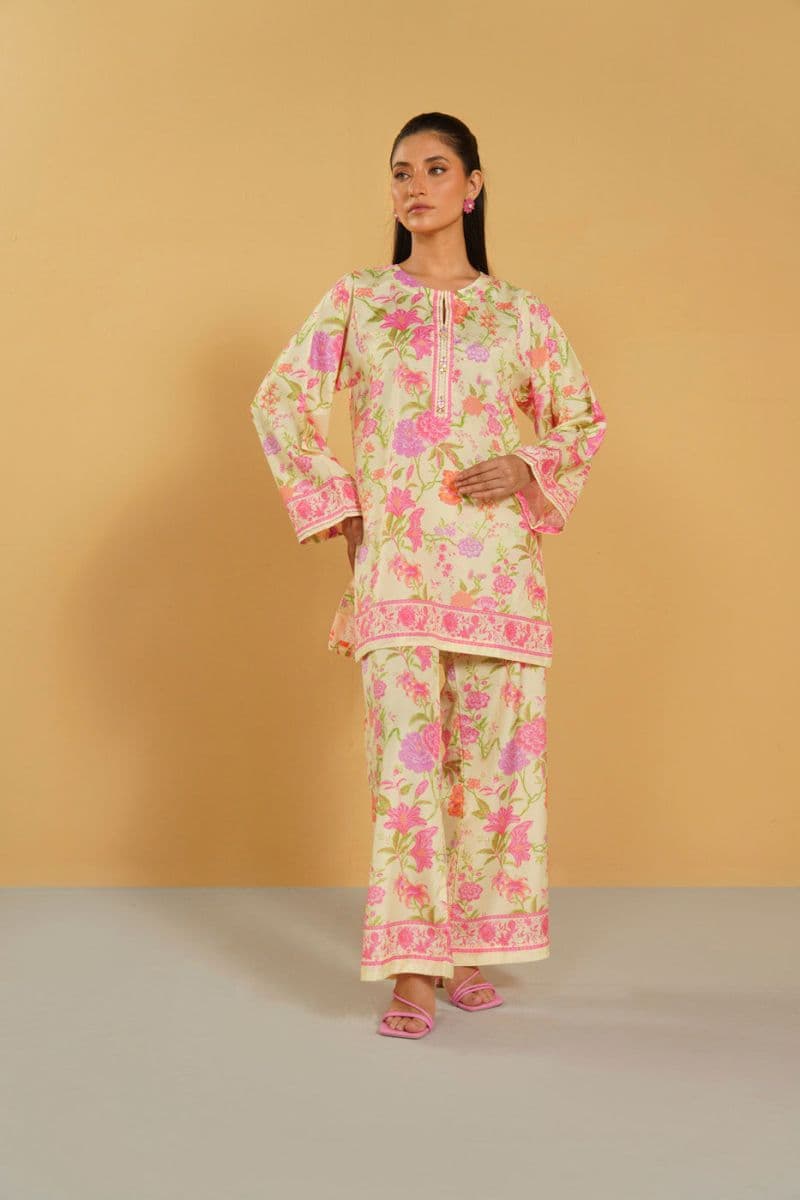 Lemon Green Printed 2 Piece Ready-to-Wear Shirt