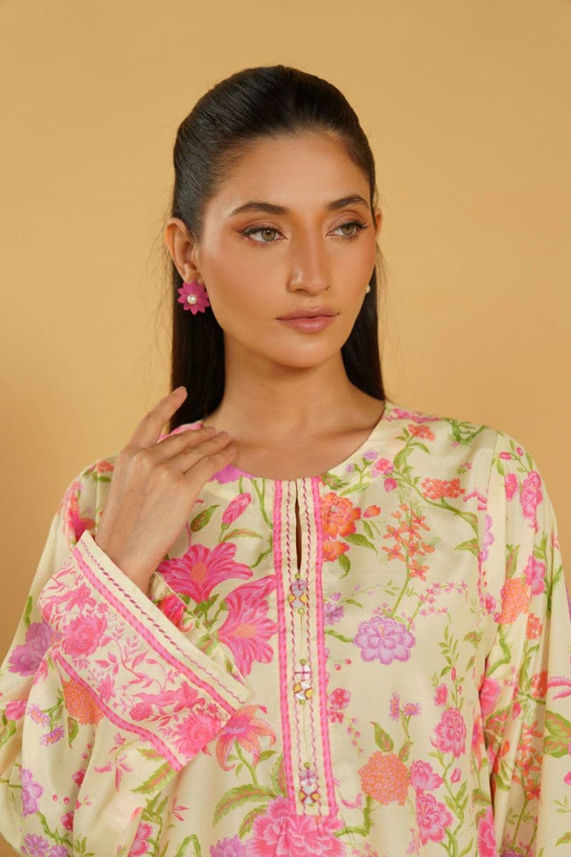 Lemon Green Printed 2 Piece Ready-to-Wear Shirt