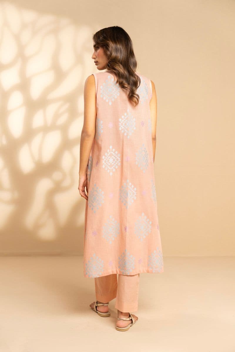 Peach Jacquard 2 Piece Ready-to-Wear Shirt