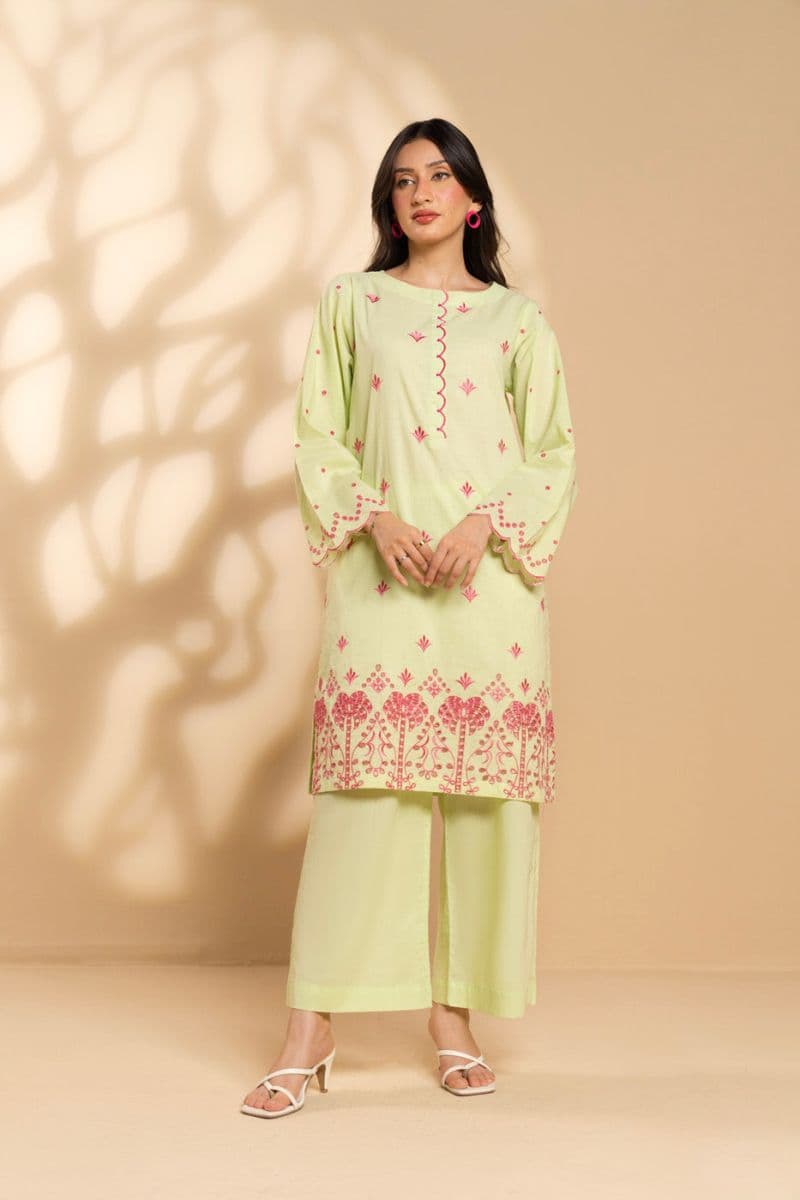 Green Embroidered Cambric Ready-to-Wear Shirt thumbnail