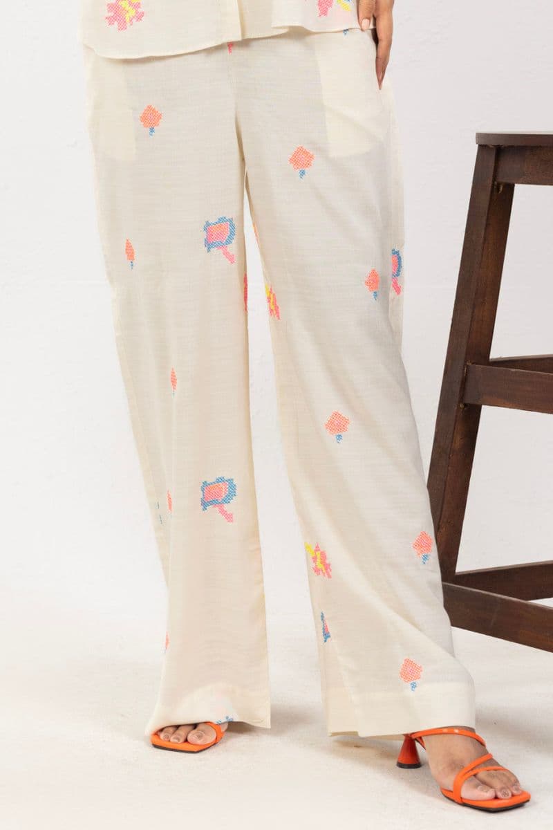 Cream Embroidered Silk Ready-to-Wear Suit thumbnail