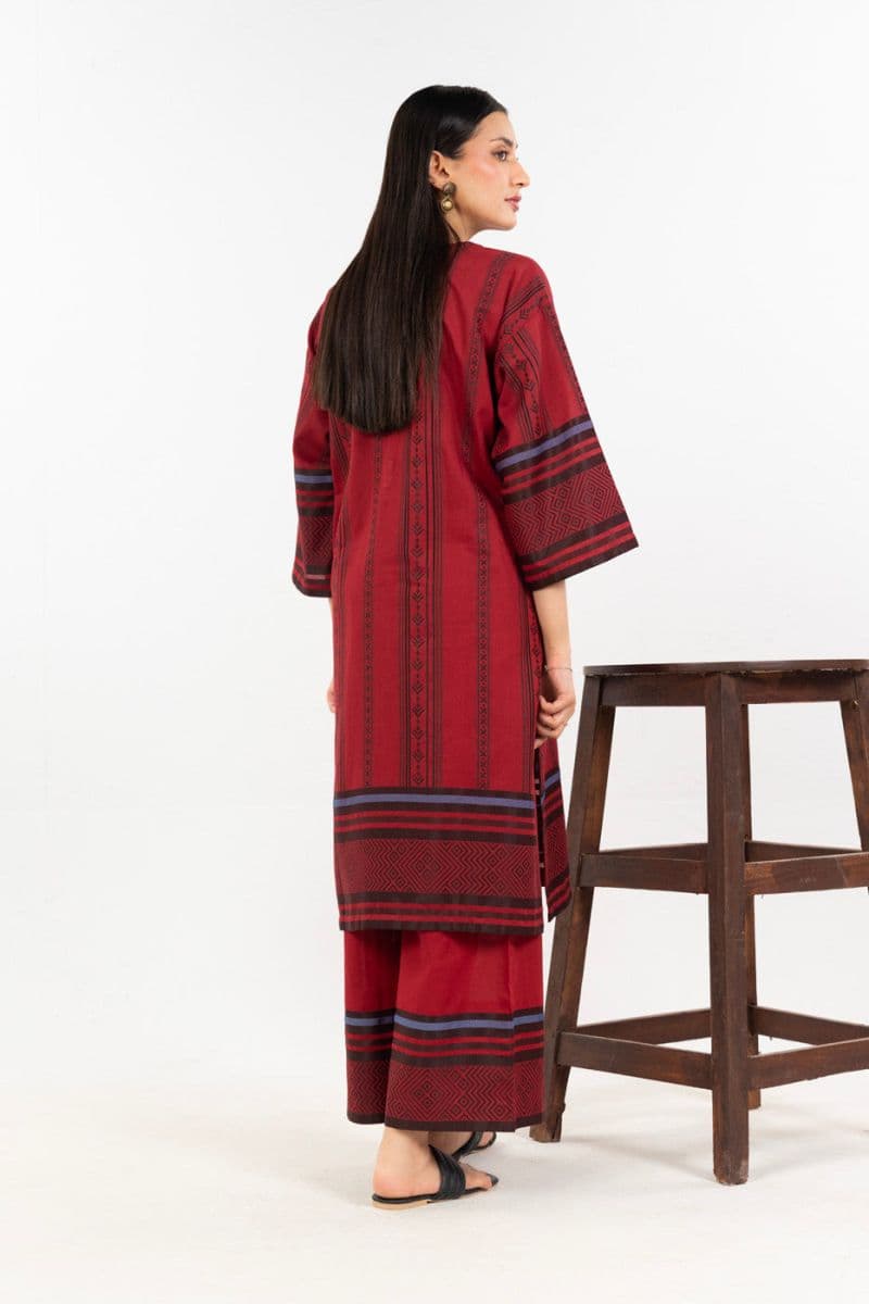 Maroon Jacquard 2 Piece Ready-to-Wear Shirt