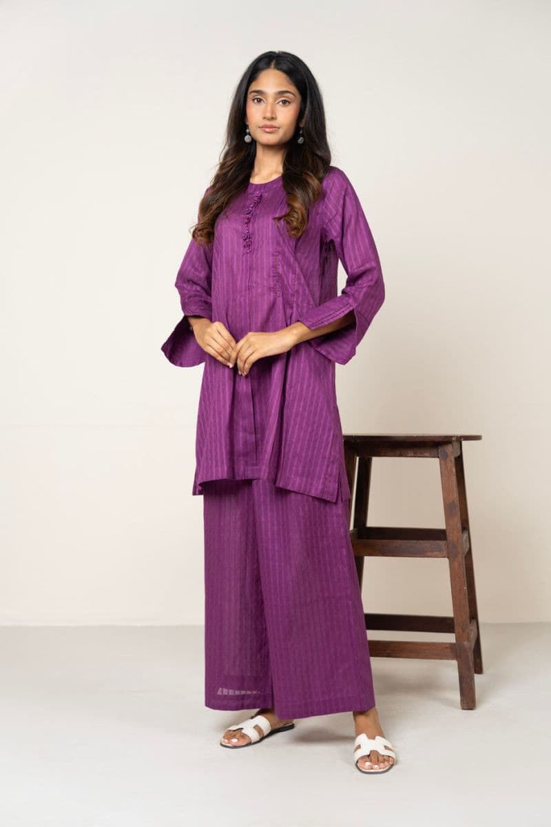 Purple Dobby 2 Piece Ready-to-Wear Shirt