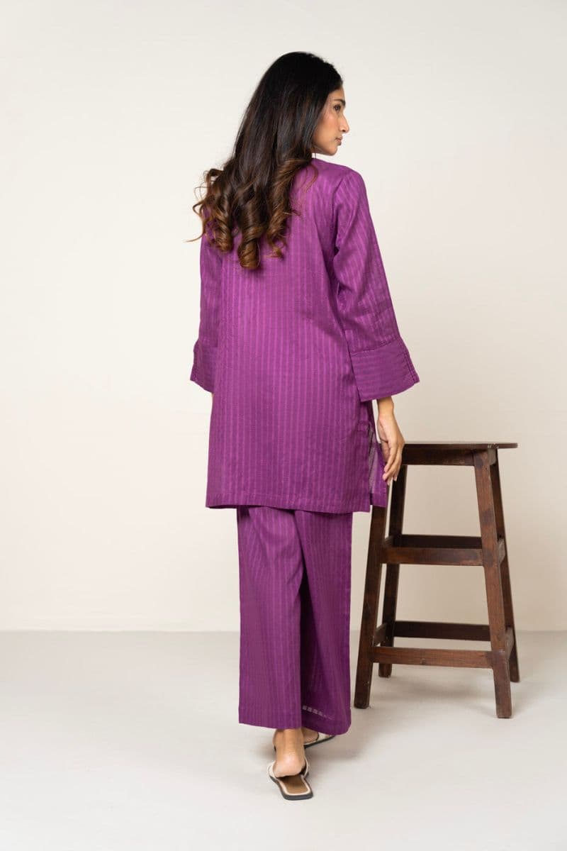Purple Dobby 2 Piece Ready-to-Wear Shirt