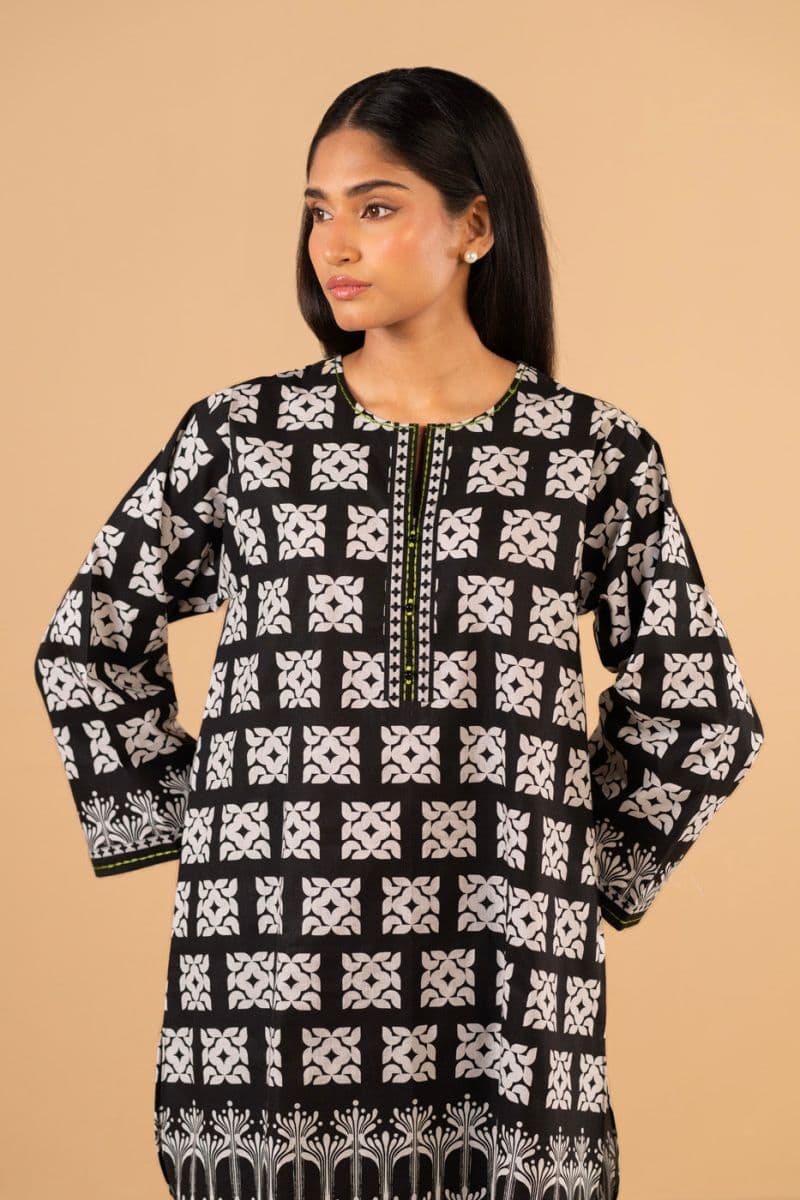 Black Printed 2 Piece Ready-to-Wear Suit