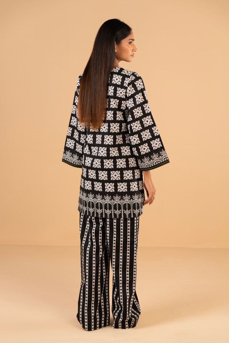 Black Printed 2 Piece Ready-to-Wear Suit