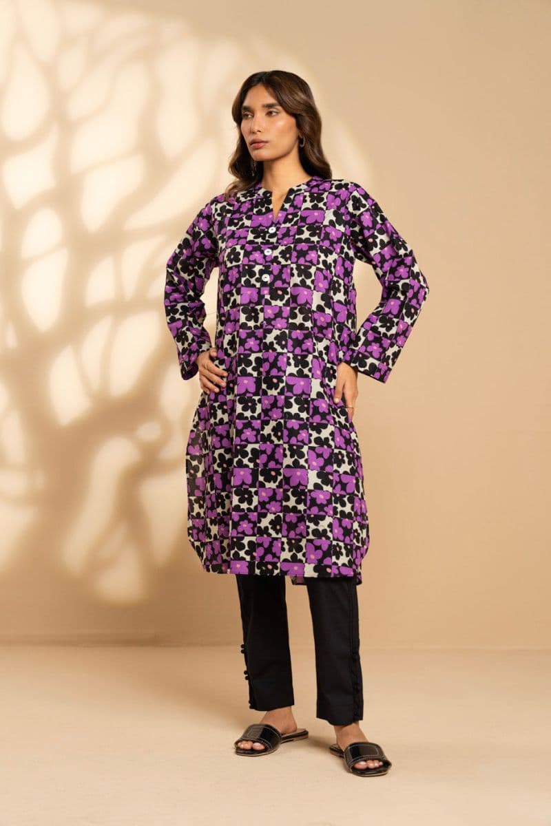 Purple Printed Cambric Ready-to-Wear Shirt thumbnail