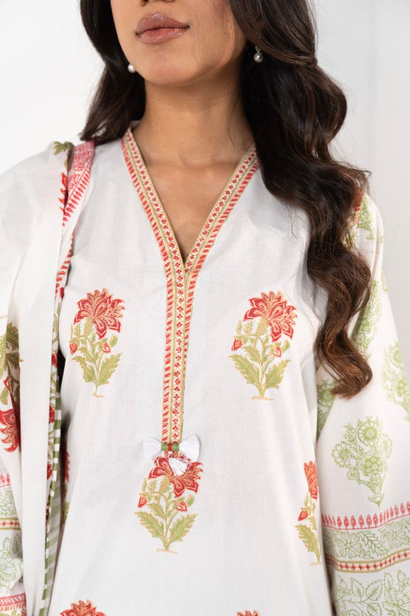 White Printed 3 Piece Ready-to-Wear Suit thumbnail