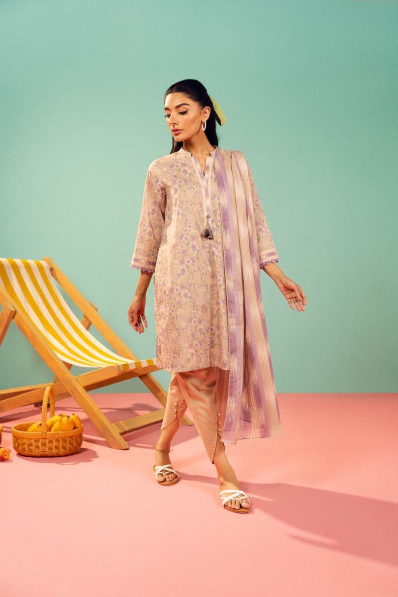 Lilac Printed Lawn 3 Piece Unstitched Suit