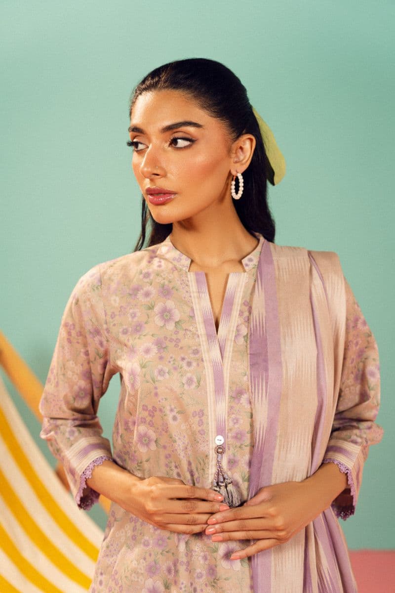 Lilac Printed Lawn 3 Piece Unstitched Suit