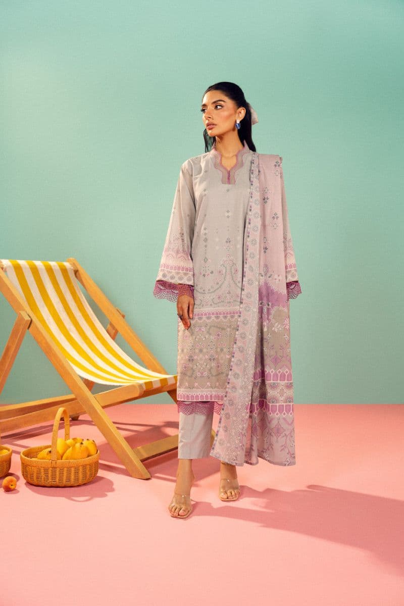 Grey Printed Lawn 3 Piece Unstitched Suit thumbnail