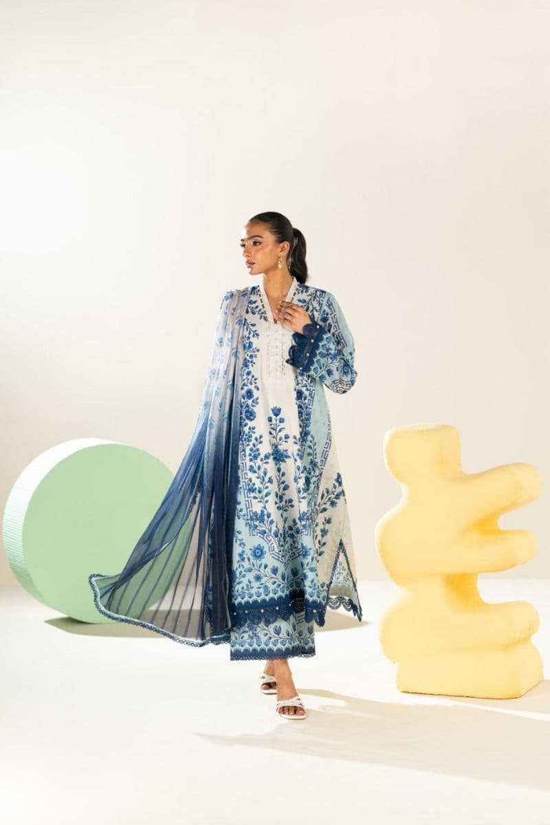 Blue Printed Lawn 3 Piece Unstitched Suit thumbnail